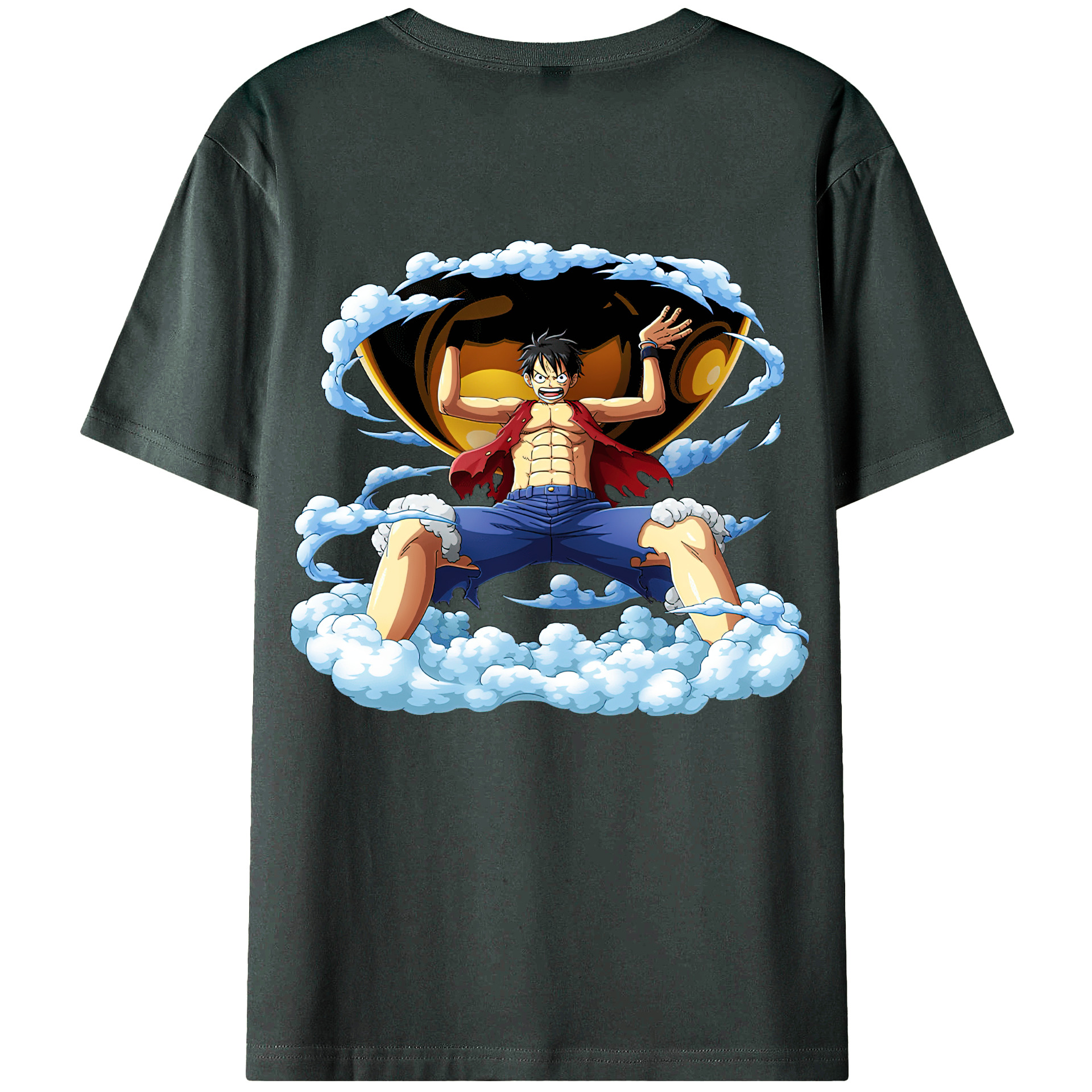 ワンピース モンキー・D・ルフィ ONE PIECE Monkey D. Luffy 綿100％ メンズ半袖Tシャツ（バックプリント） 通気性